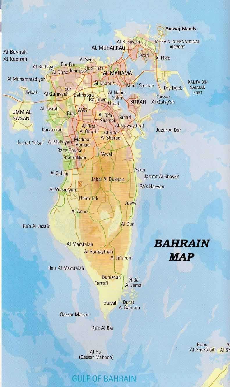 Bahrain mappa con i luoghi