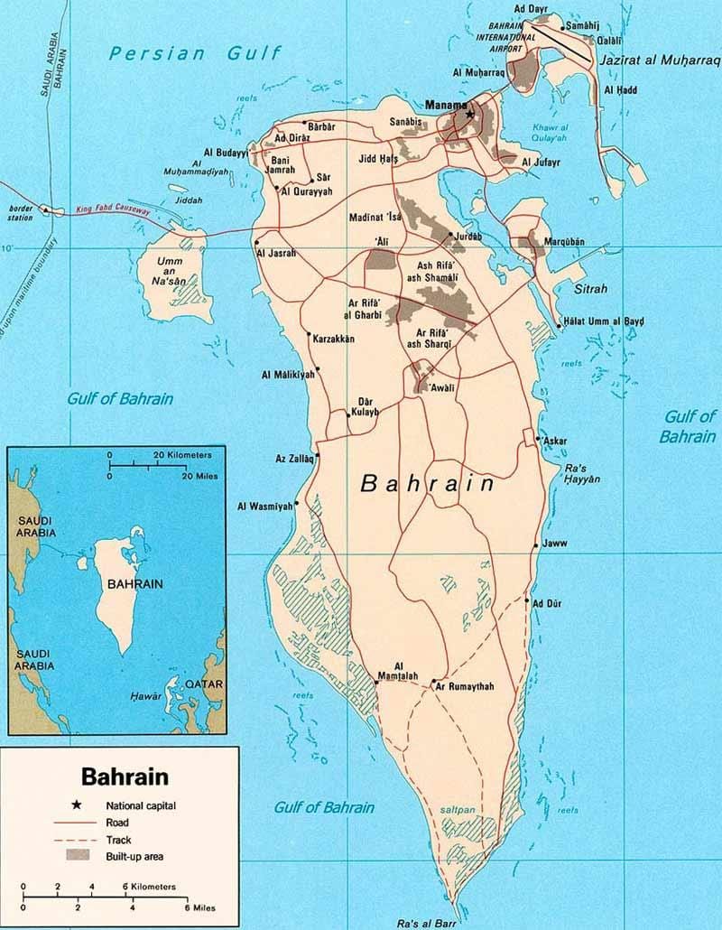 mappa del Bahrain road map locator