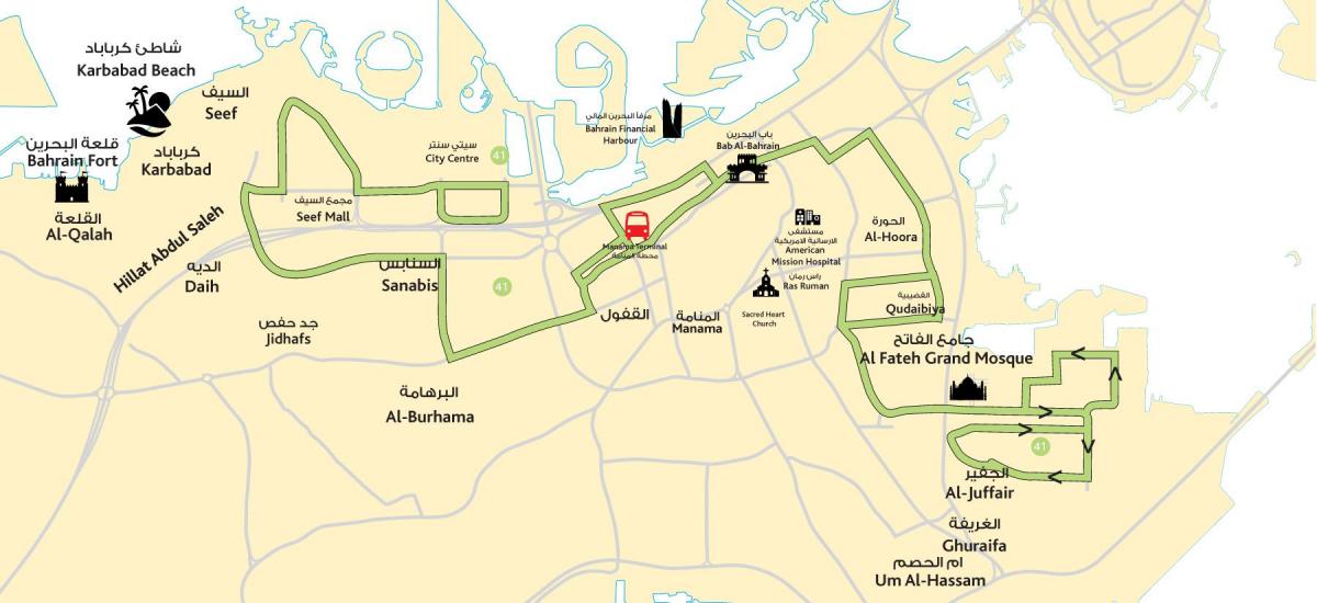 mappa di centro città di Bahrain
